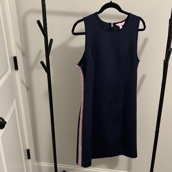 Lilly Pulitzer Dresses & Skirts - Lilly Pulitzer Mila Navy Shift Dress with Pink & blue Side Trim